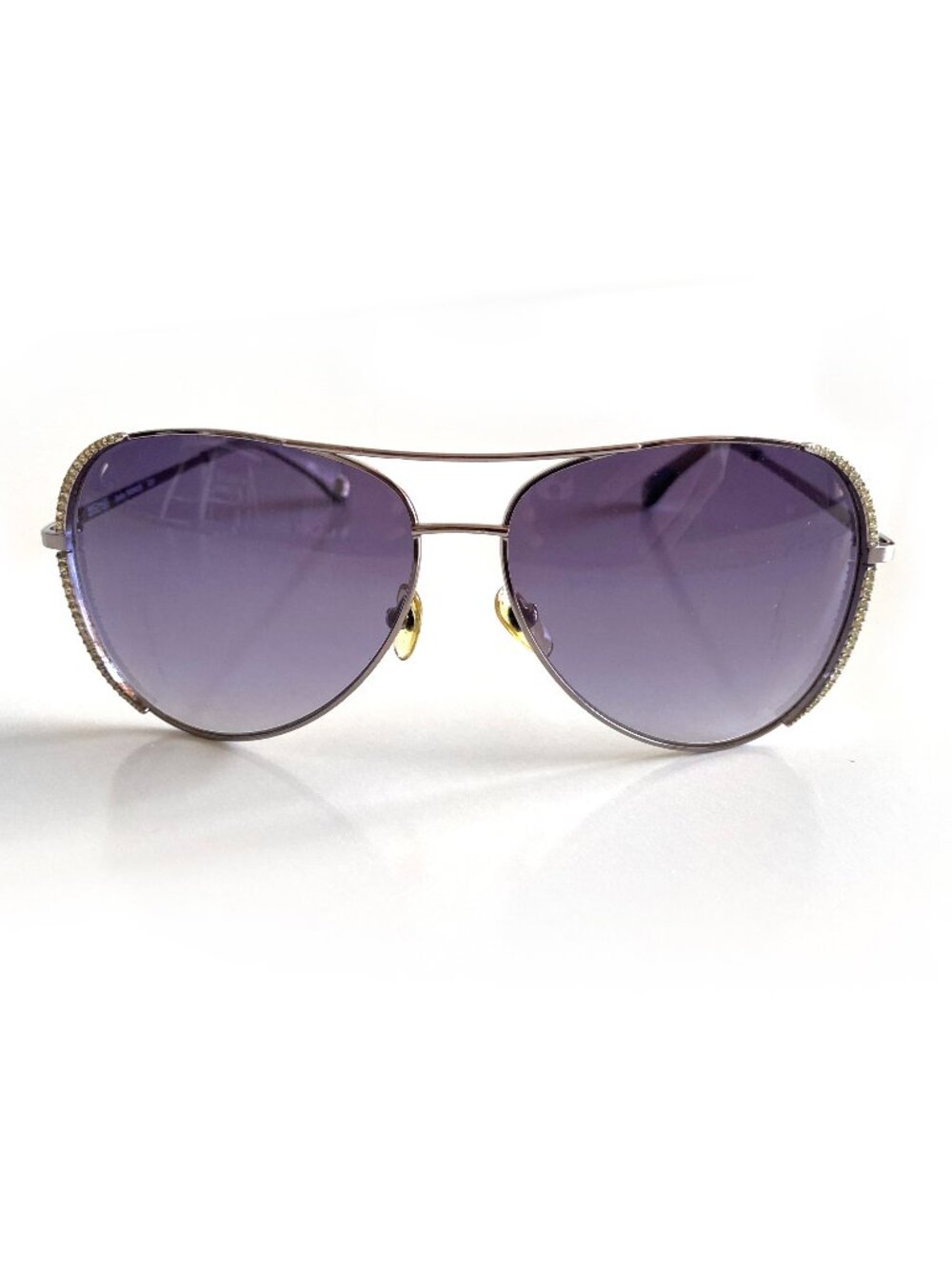 Michael Kors Sadie Aviator Silver Yellow Crystal M2062S 045 59-13-125 Sunglasses